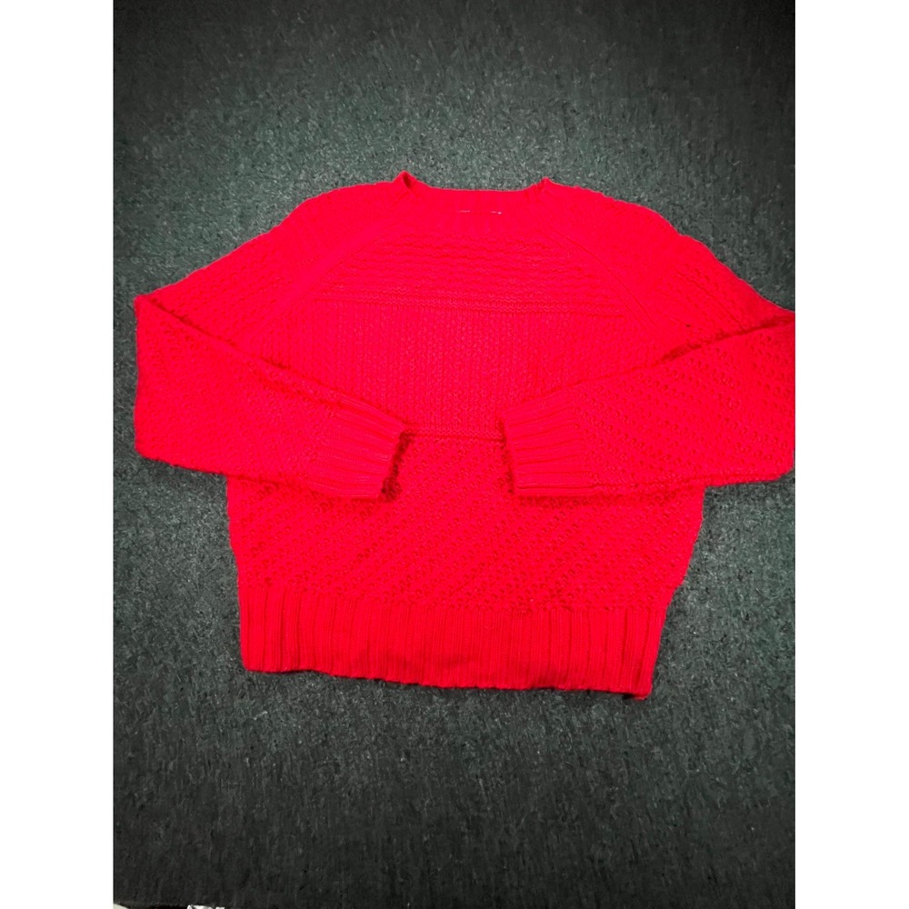 Time and Tru Sweater Womens Small Red Chunky Knit Long Sleeve Crewneck Pullover